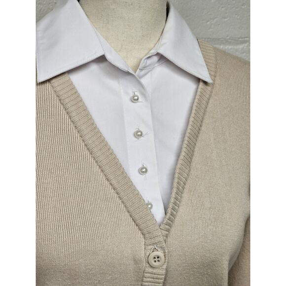 Mercer St Studio Womens Med Cardigan 90s Y2K Pearl Buttons Preppy Office Wear - Picture 5 of 10